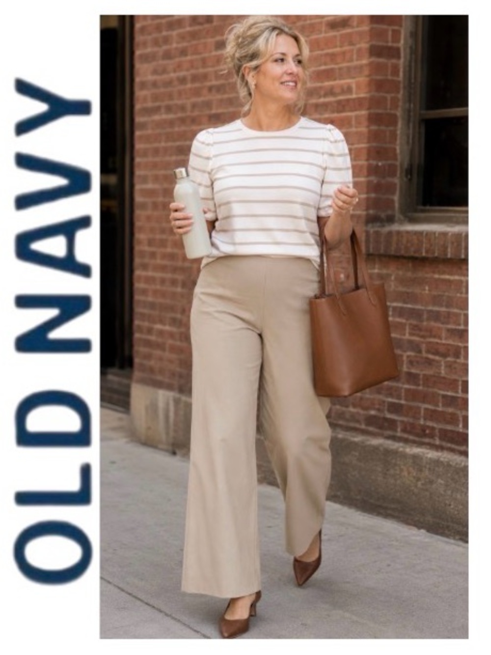 2X Old Navy High Rise Pixie Wide Leg with Comfort Waist; Khaki, New With Tags